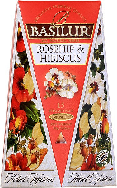 BASILUR Herbal Infusions Rosehip & Hibiscus Pyramid 15x2g