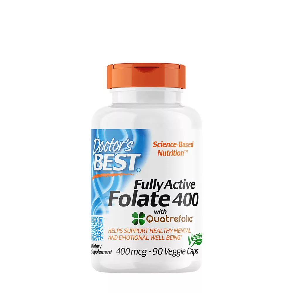 DOCTOR'S BEST FULLY ACTIVE FOLATE 400 + QUATREFOLIC 400 MCG (90 VEGGIE CAPSULES)