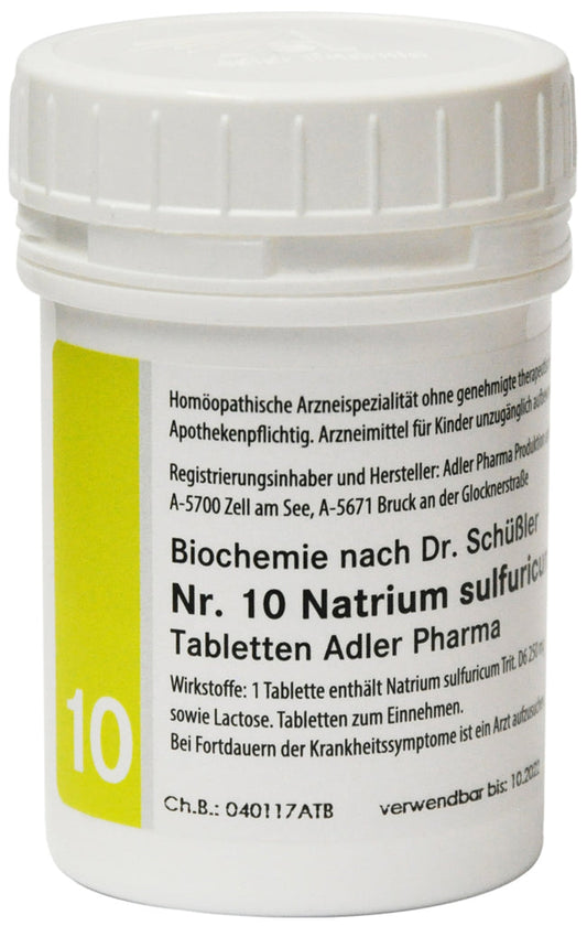 Adler Schuessler No.10 Sodium sulfuricum D6, 100 Chewable Tablets