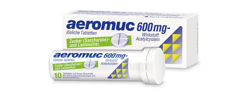 Aeromuc 600mg 10 effervescent tablets