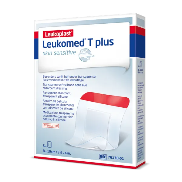 Plaster Leukomed T plus skin sensitive 8x10 cm absorbent dressing 5 pcs