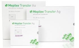 MEPILEX TRANSFER AG 7.5 x 8.5 cm, 10 pcs, ANTIMICROBIAL FOAM COVER