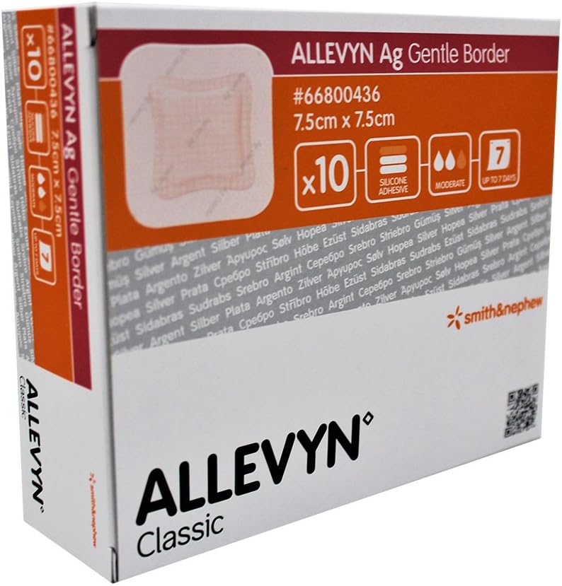 Allevyn Ag Gentle Border Wound Dressing 7.5cm x 7.5cm - 10 pcs