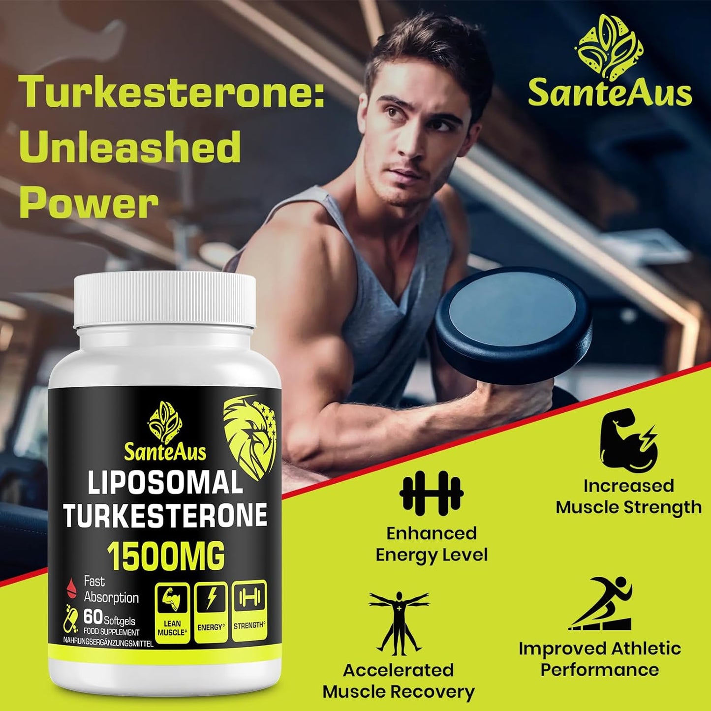 SanteAus Liposomal Turkesterone 1500 mg - 60 softgels