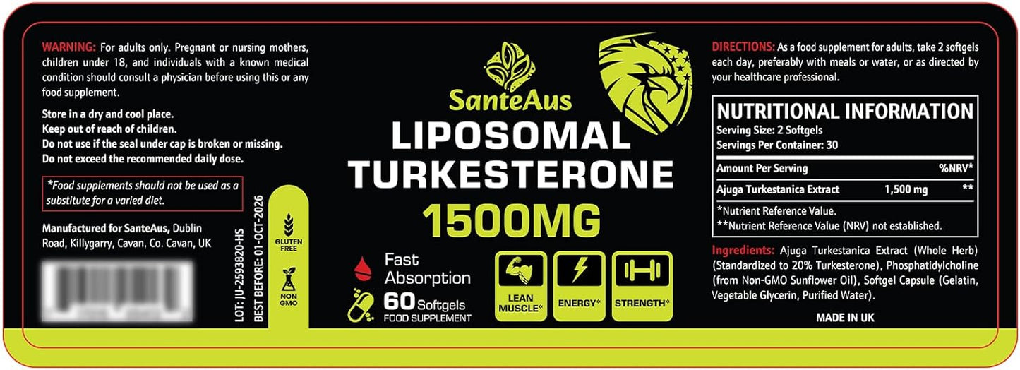 SanteAus Liposomal Turkesterone 1500 mg - 60 softgels