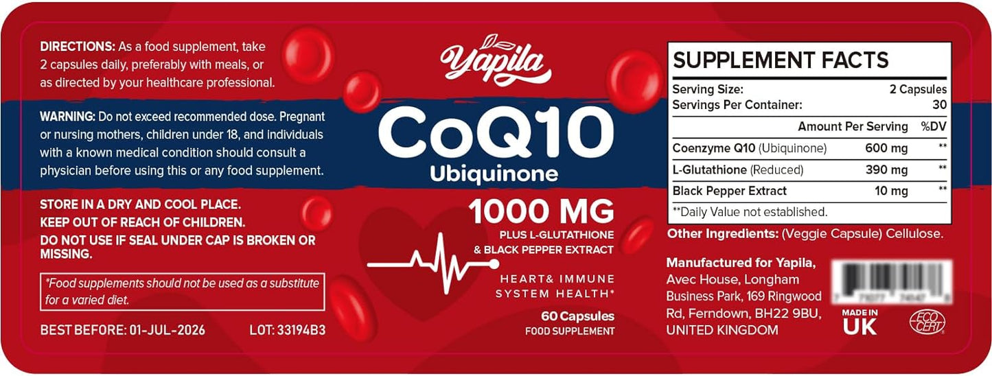 CoQ10 Ubiquinone with L-Glutathione 1000 mg - 60 capsules