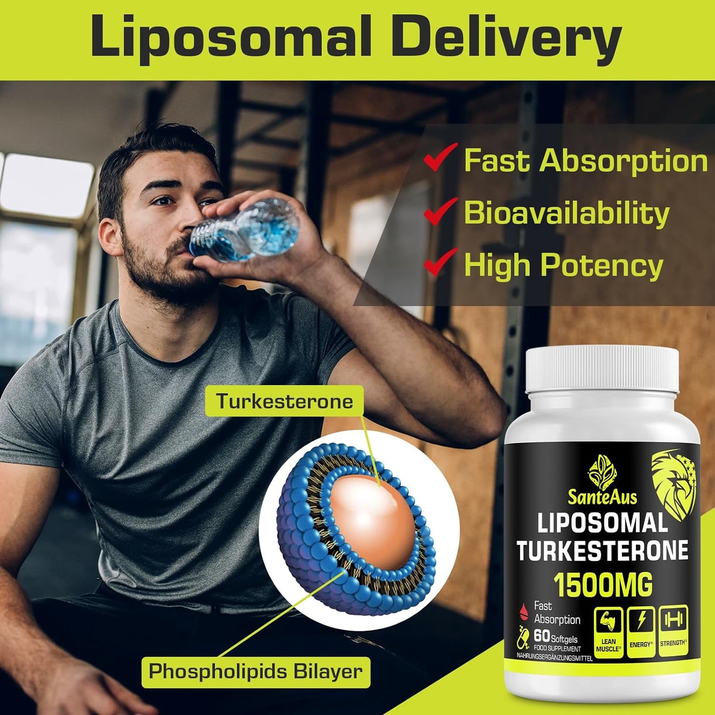 SanteAus Liposomal Turkesterone 1500 mg - 60 softgels