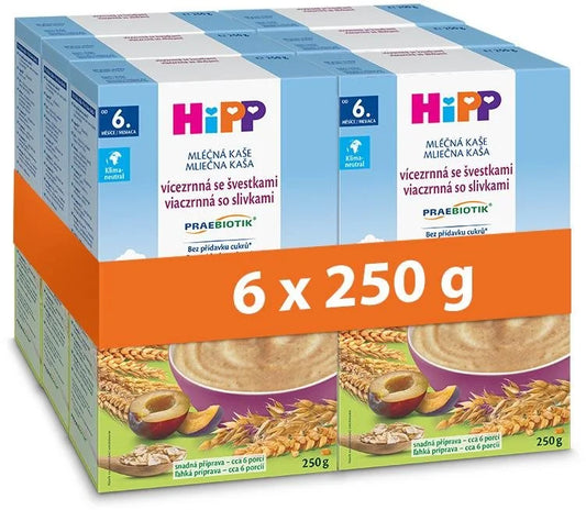 HiPP PRAEBIOTIK Milk Porridge Multigrain with Plums 6× 250g