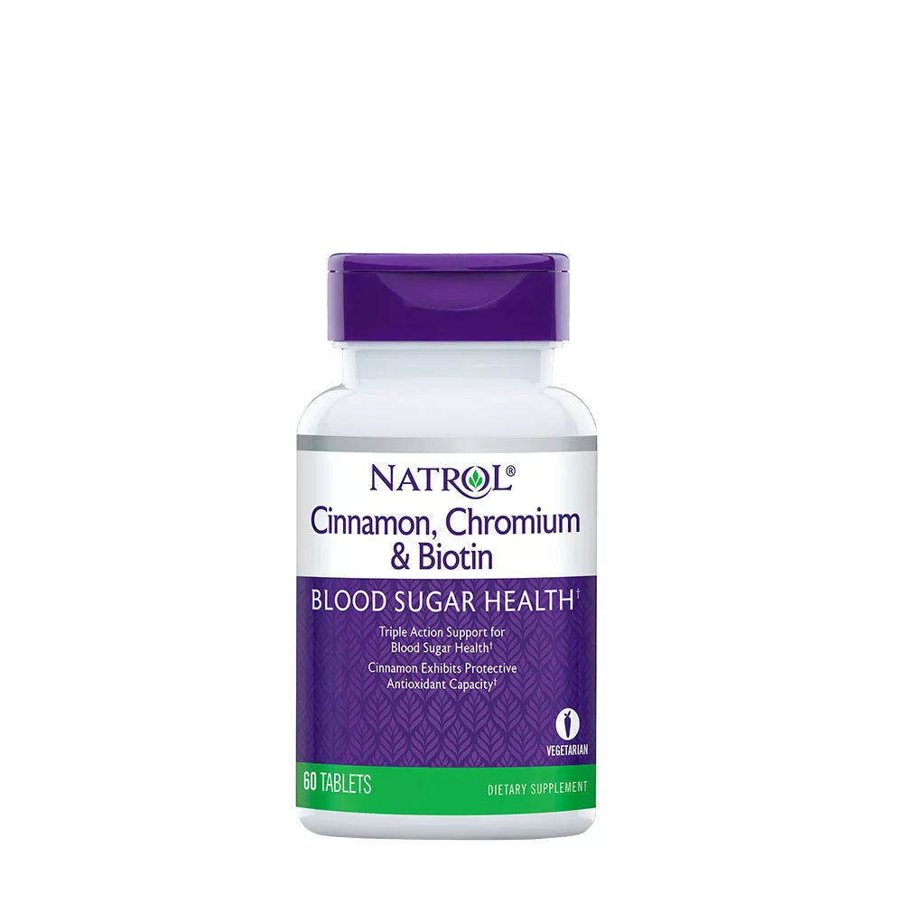 NATROL CINNAMON, CHROMIUM & BIOTIN (60 TABLETS)