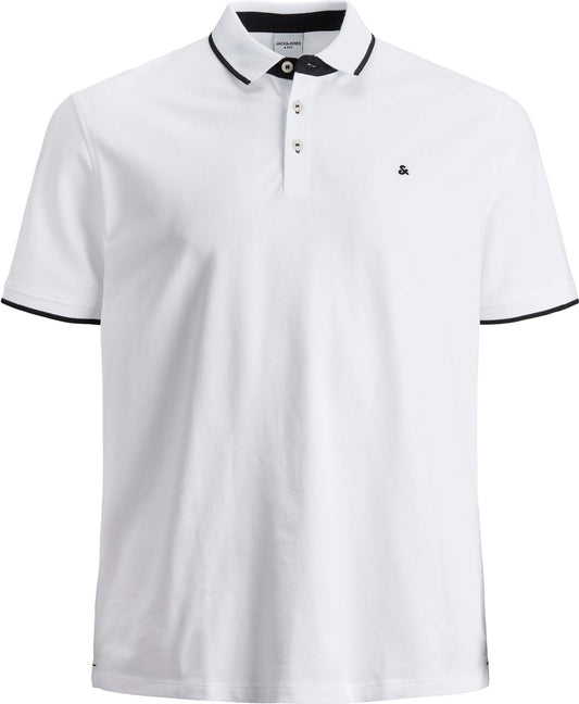 Jack&Jones PLUS Men's Slim Fit Polo Shirt JJEPAULOS White Size 4XL