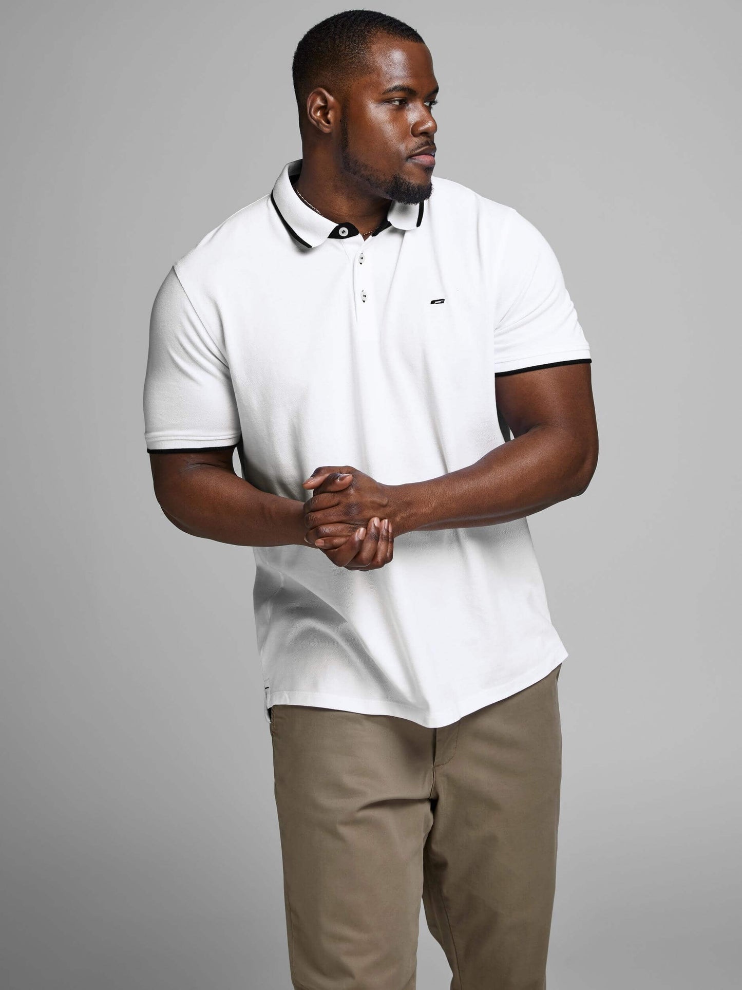 Jack&Jones PLUS Men's Slim Fit Polo Shirt JJEPAULOS White Size 4XL