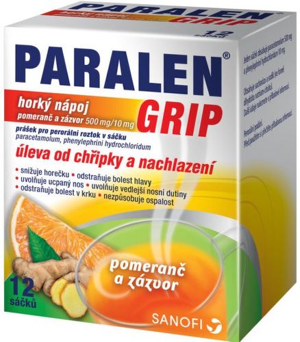 Paralen Grip Flu Hot drink orange and ginger 12 bags