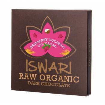 Iswari BIO RAW Chocolate raspberry coconut 60% cocoa 75 g